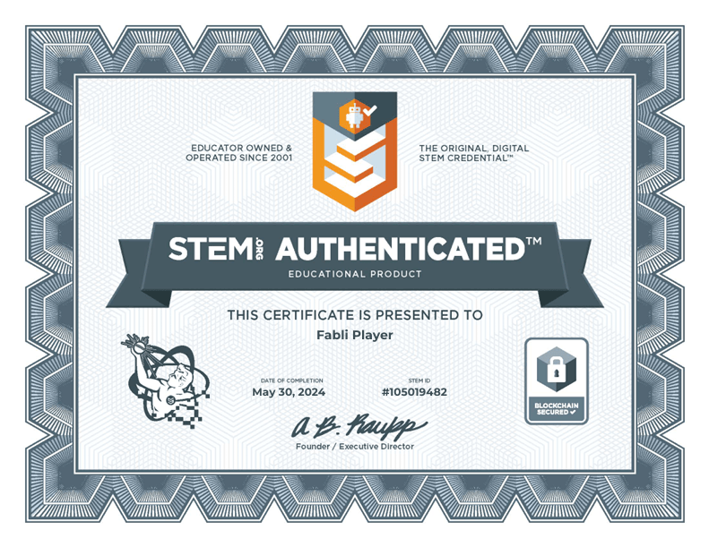 La Fabli est certifiée STEM.org Authenticated™ Educational Product! - Fabli